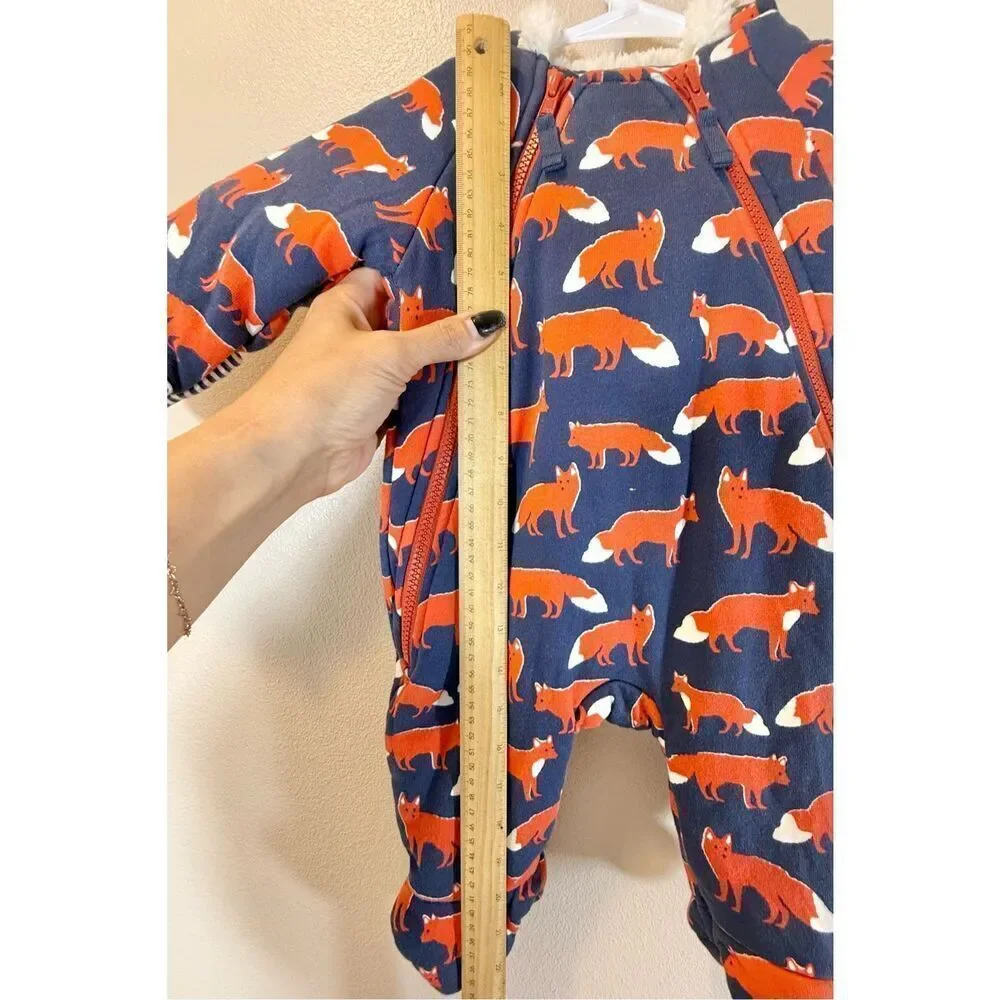 NWOT Baby Boden Cozy All In One Hooded Fox Snowsuit 3-6 Months